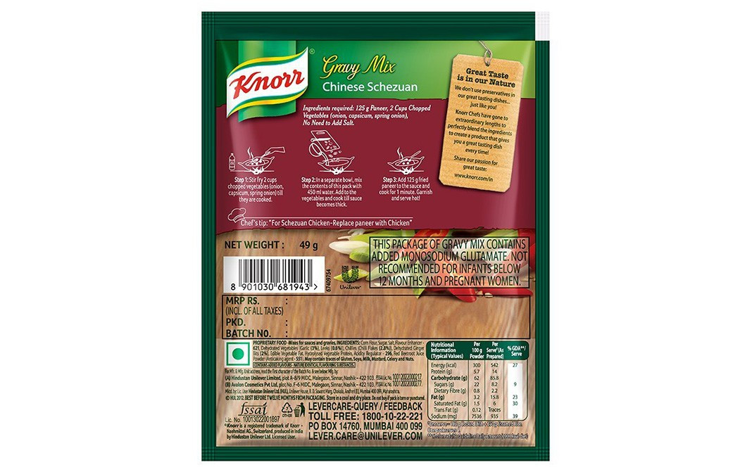 Knorr Chinese Schezuan Gravy Mix   Pack  49 grams